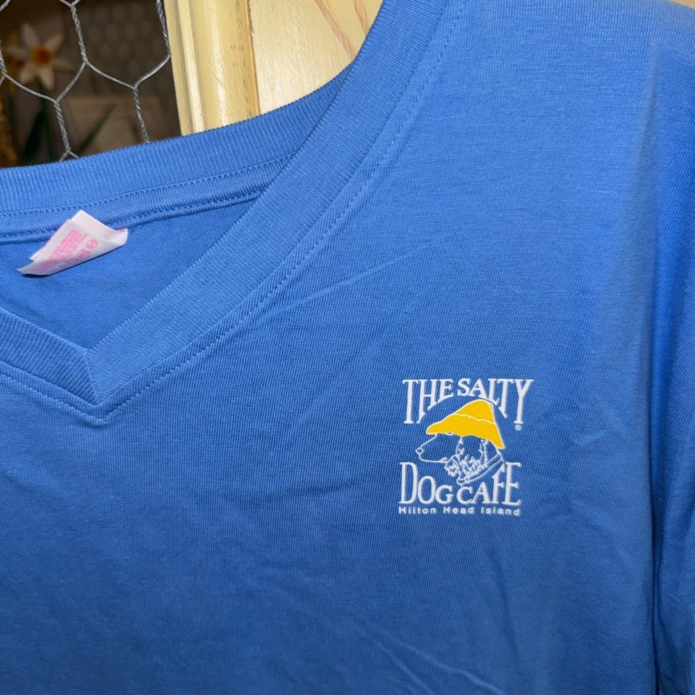 Blue V-Neck Women's Top - Picture 4 of 5